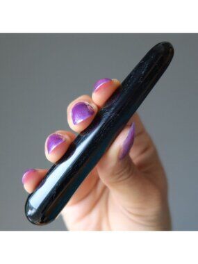Black Obsidian Massage Wand Protection Stone Guardian Crystal Healing Reiki Tool